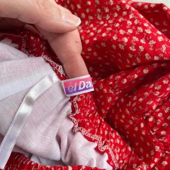 Vintage Red Floral Print Patchwork Western Prairie Square Dance Skirt - Picture 4 of 8